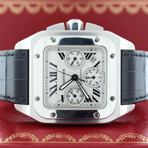 cartier santos 100 xl chronograph strap|santos 100 cartier price.